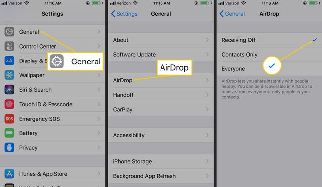 Geral, AirDrop, Recebendo Desligado