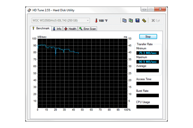 HD Tune v2.55 no Windows 7