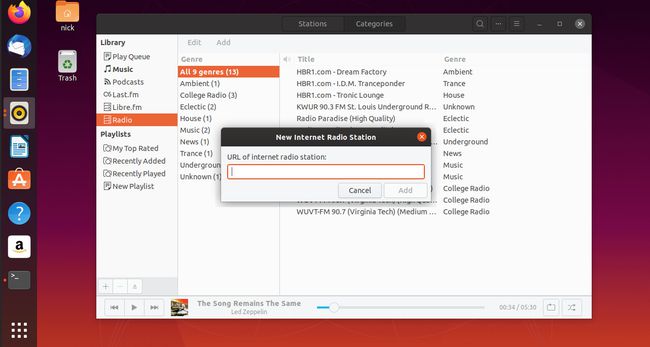 Rhythmbox добавить радиостанцию