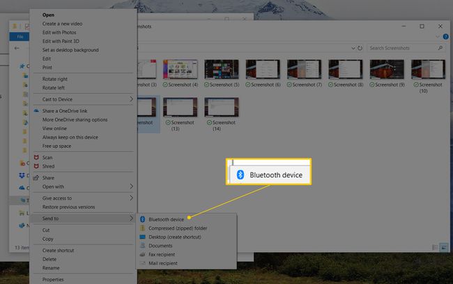 שלח למכשיר Bluetooth בתפריט לחיצה ימנית ב-Windows 10