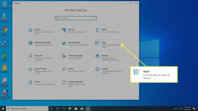 Záhlaví Aplikace v Nastavení systému Windows