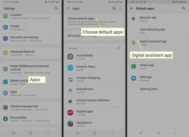 Alegerea aplicației implicite de asistent digital pe Android