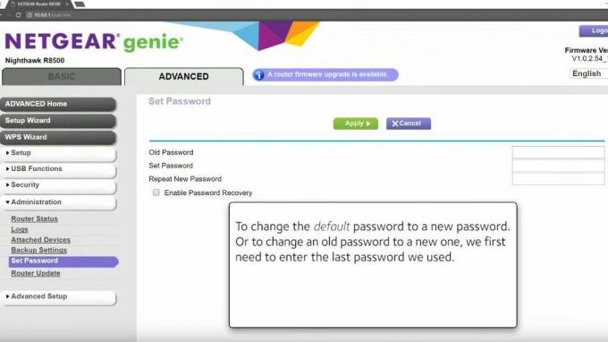 Korak za spremembo gesla za Netgear