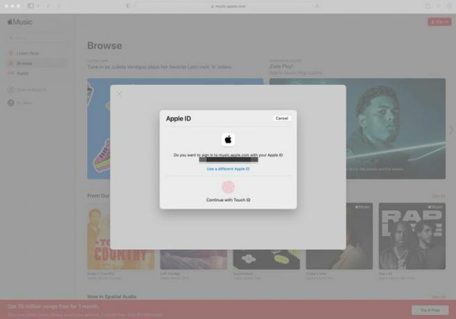 Apple Music Web サイトにサインインする