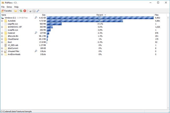 „RidNacs“ v2.0.3 sistemoje „Windows 10“.