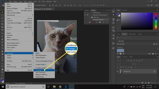 V glavni opravilni vrstici izberite File Automate Fit Image.