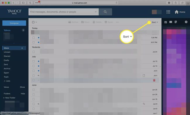 Yahoo Mail Sort