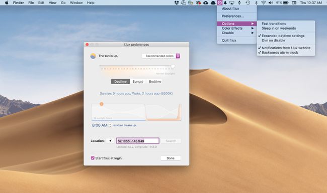 Flux en el escritorio de macOS