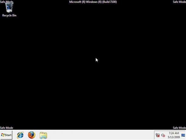 Windows 7'de Güvenli Mod'un ekran görüntüsü