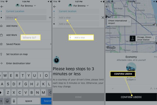 Přidávání a potvrzování zastávek v aplikaci Uber