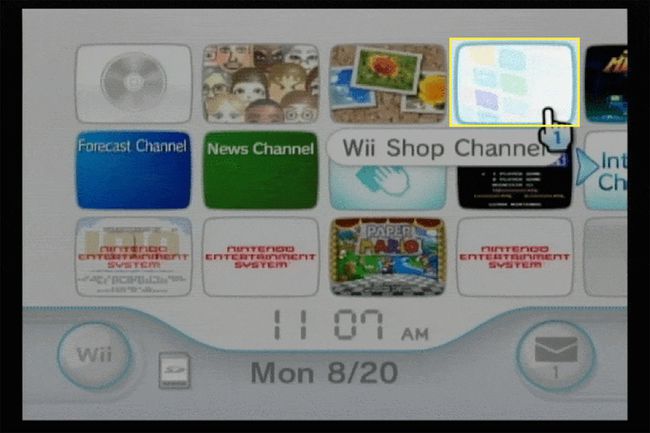 ช่อง Wii Shop บนแดชบอร์ด Wii