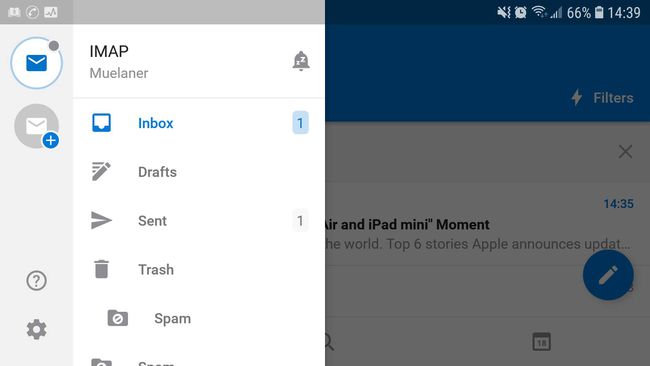 Snímek obrazovky aplikace Outlook pro Android