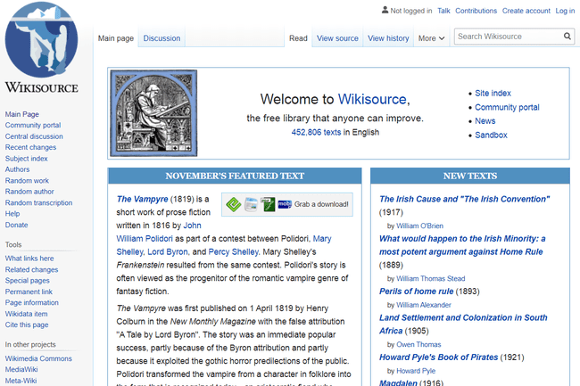 Wikisource-Homepage