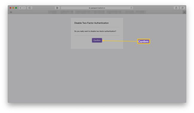 Twitch-verkkosivusto, jossa on korostettuna Disable Two Factor Authentication -vaihtoehdot