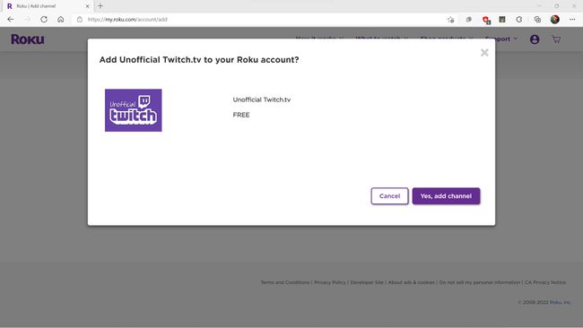 Sí, agregue el canal resaltado en el sitio web de Roku.