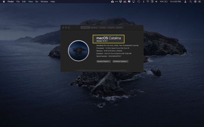 إصدار macOS الموجود في About This Mac