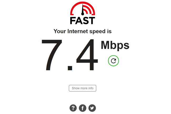 Resultados del sitio web de la prueba de velocidad de Netflix