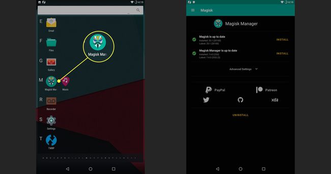 „Magisk Manager“ programa „Android“.