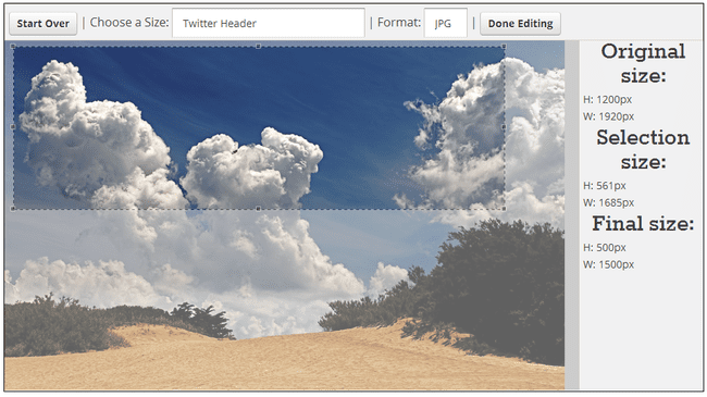 Screenshot des Social Image Resizer-Tools