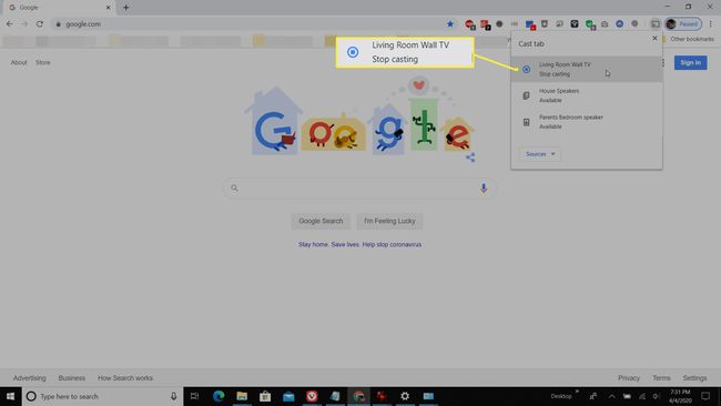 Chrome मेनू में कास्ट करना बंद करें