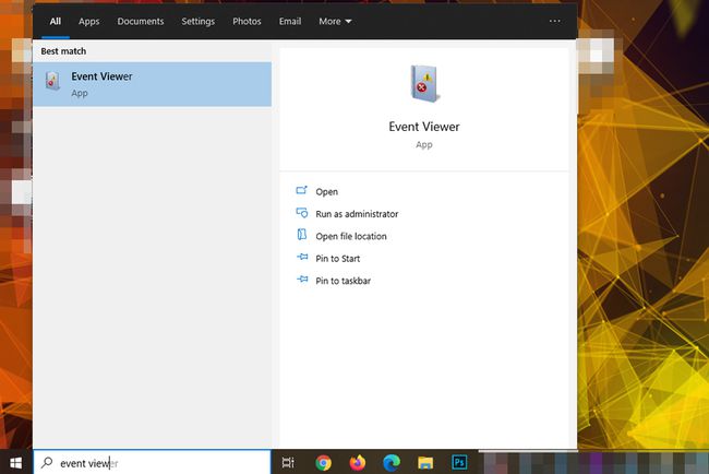 Olay Görüntüleyici için Windows 10 Arama