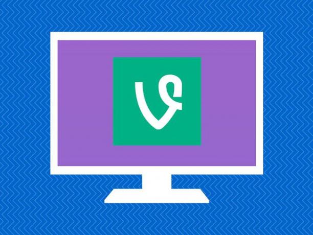 Grafik logo aplikasi Vine di layar komputer