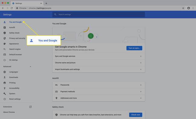 Tú y Google en la configuración de Chrome