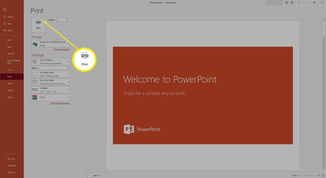 Drucken von PowerPoint-Folien.