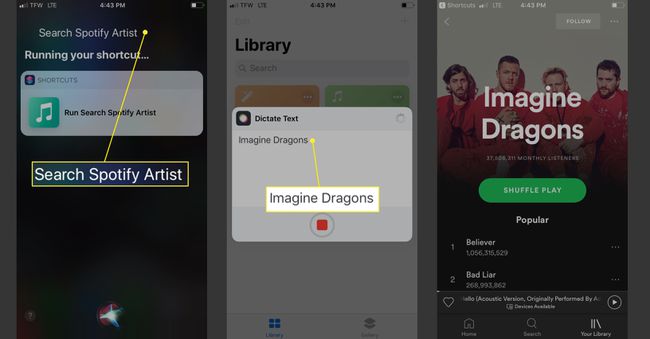 Siriショートカットを使用してSpotifyでアーティストを検索する