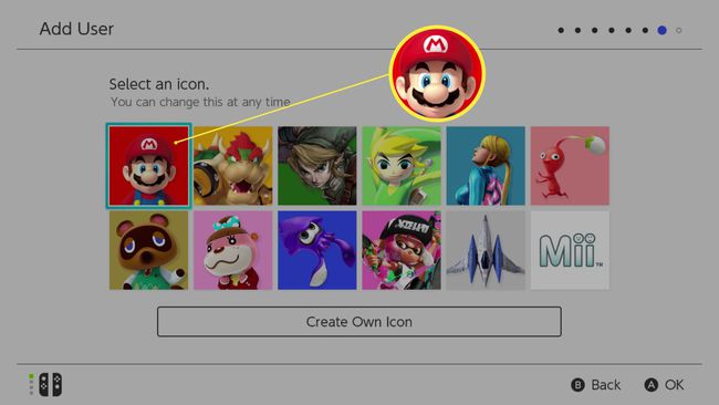 הגדרת Nintendo Switch מסך הוסף משתמש