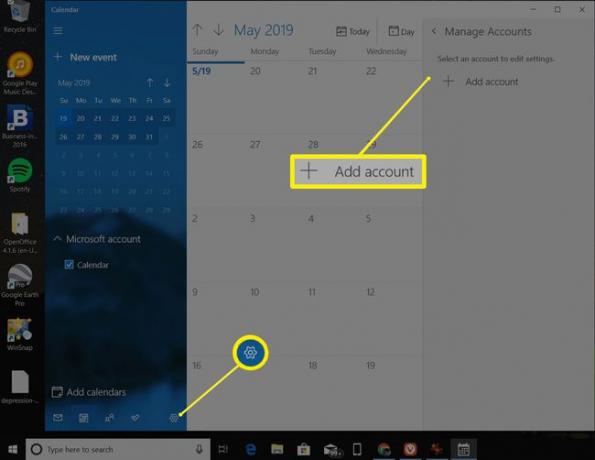 จัดการบัญชีใน Windows Calendar