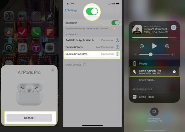Como emparelhar AirPods Pro com um iPhone com " Conectar", alternar Bluetooth e AirPods conectados em destaque