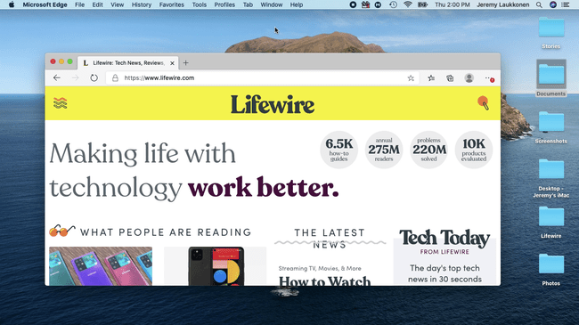 Tangkapan layar jendela browser di Mac.