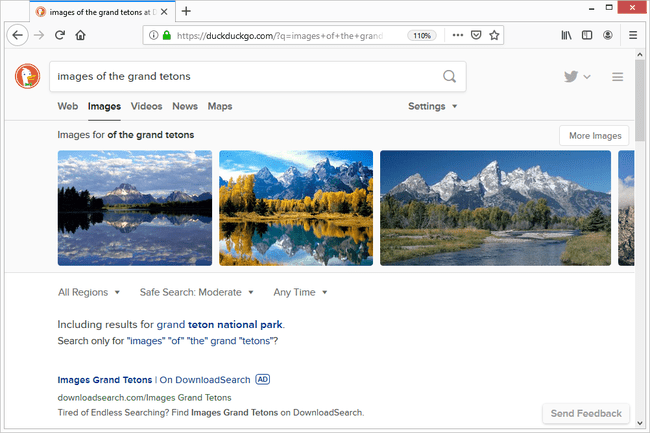 Búsqueda de imágenes de DuckDuckGo de los grand tetons