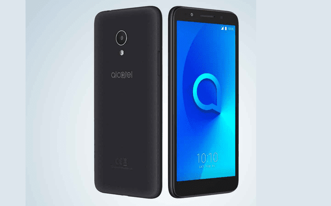 Două smartphone-uri Alcatel 1X unul lângă altul, unul din spate și unul din față