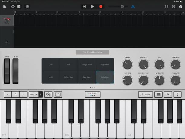 GarageBand iPadile mõeldud klaveriklaviatuur iPadOS 13 jaoks