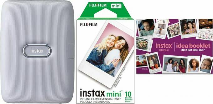 Zestaw białej drukarki Fujifilm Instax Mini Link 2023.