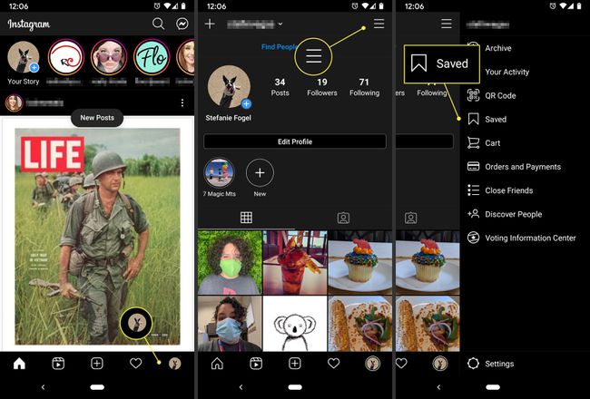 Du kan få adgang til dine gemte Instagram-opslag ved at gå til din profil og vælge Gemt.