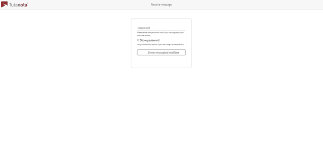 Снимок экрана веб-интерфейса Тутаноты для расшифровки электронной почты.