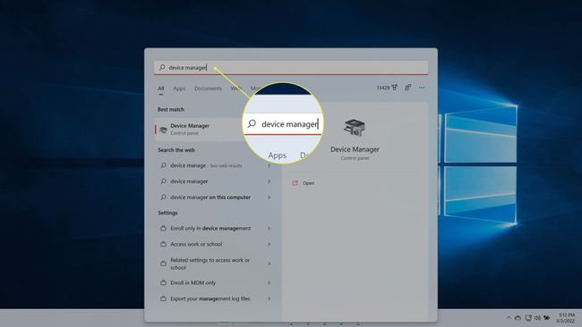 Windows 11 검색에서 강조 표시된 장치 관리자.