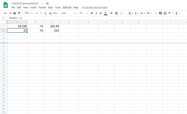 Numbrite ümardamine Google'i arvutustabelites funktsiooniga ROUND