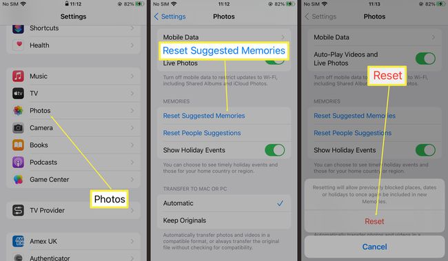 Etapas necessárias para redefinir memórias sugeridas em fotos no iOS 15