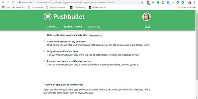 Pushbullet-Desktop-Einstellungen