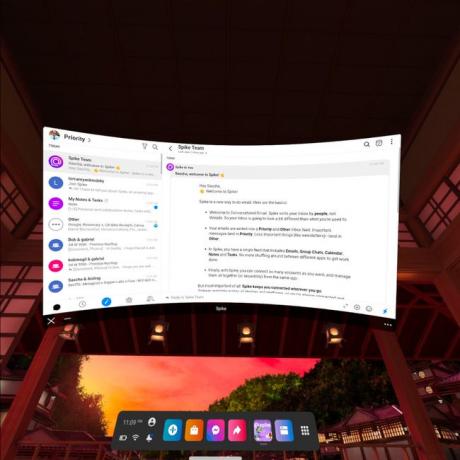 Posnetek zaslona iz aplikacije Spike na Oculus Quest. 