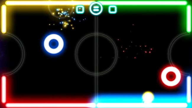 Kaks mängijat võistlevad Androidi mängus Glow Hockey
