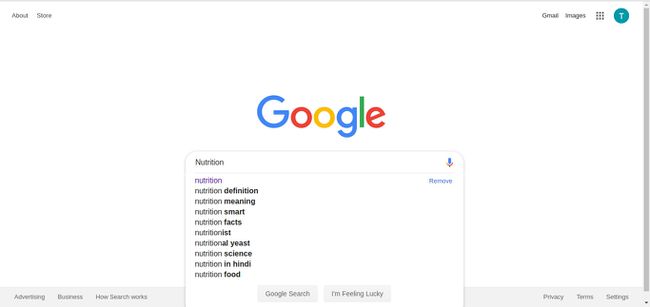 Snímka obrazovky vyhľadávania Google