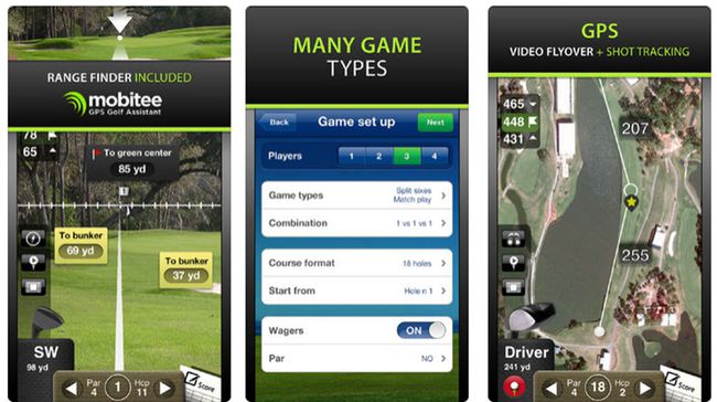 Screenshoty k Mobitee Golf App.