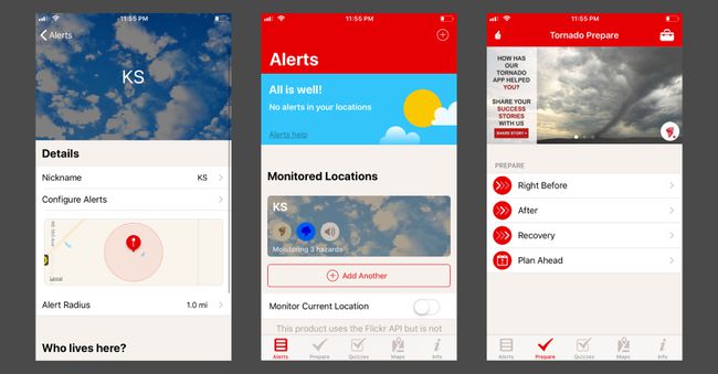 Verwenden der Tornado-App zur Überwachung von Wetterwarnungen