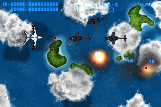 Skærmbillede af luft-til-luft jetkamp fra et videospil.