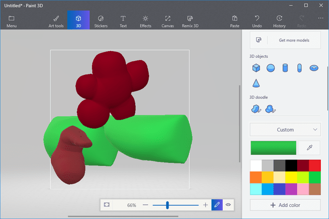 Skärmdump som visar hur du använder 3D-klotterverktyget Paint 3D soft edge 3D